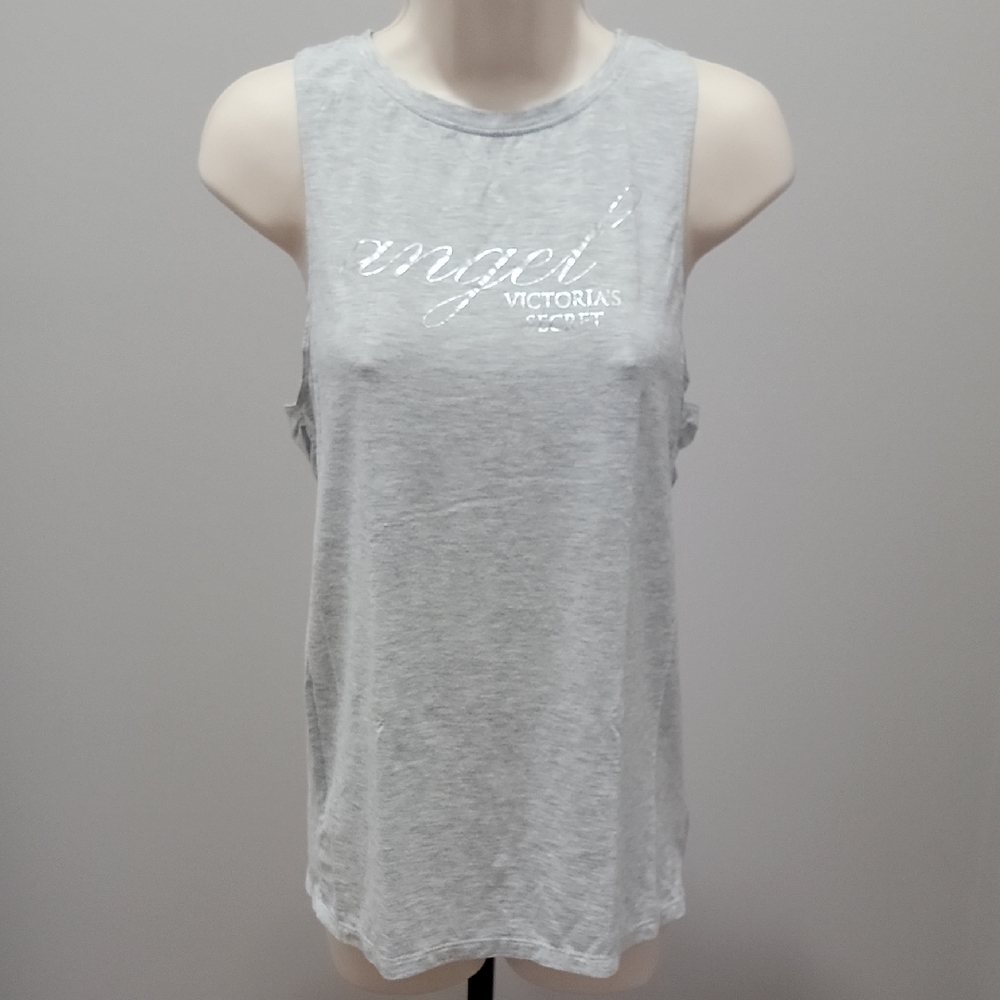Victoria's Secret Light Gray 'Angel' Metallic Logo Tank
